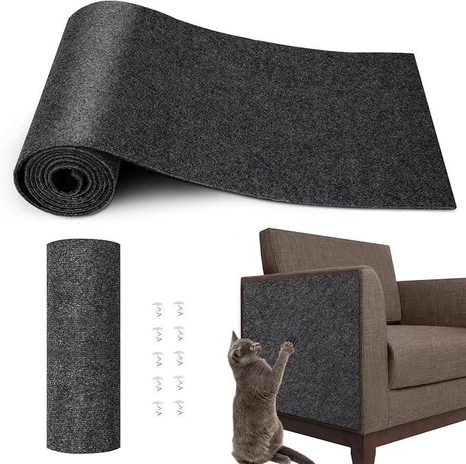 Cat Scratch Furniture Protector, 78.7"x15.8" Cat Scratch Pad for Couch | Trimmable Self-Adhesive DIY Sofa Wall Cats Tower Mat, Replacement Pads from Pet Claws, Dark Gray