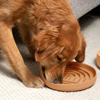 Slow Feeder Dog Bowls - Large Size Silicone Slow Eating Dog Bowl for Puppies & Dogs with Suction Cup -Dishwasher-Safe,Lick Mat Design,Reduces Gulping,for All Breeds,9.5”x1.5”-Terracotta