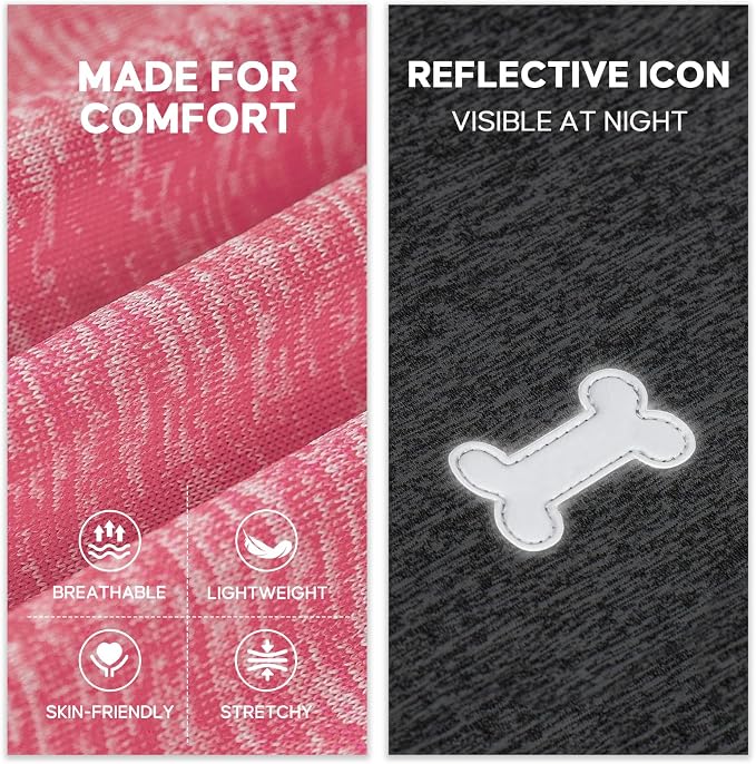KYEESE 2Pack Dog Shirt, Lightweight Sun Protection Sleeveless Dog T Shirts for Small Dogs, Breathable Puppy Reflective Tank Top Summer Dogs Clothes for Outdoor Walking, Coral Red+Grey, S