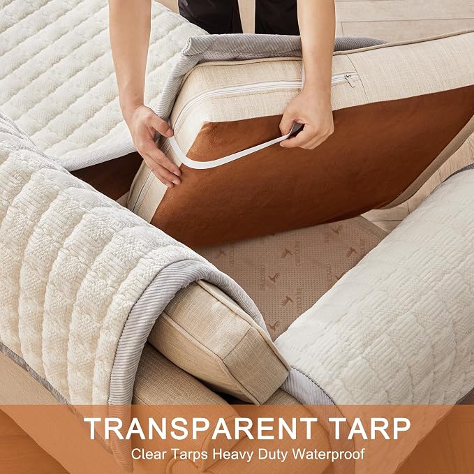 Couch Cover for Dogs Washable,Anti-Slip Back Cat Mat Pet Pad Blanket for Furniture Protector,Fuzzy Pet Sofa Cover for 3 Cushion Couch Sofa Pets Friendly (Ivory, 2pc/22"x28"-Arm/Backrest Cover)