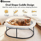 Zoratoo Elevated Cat Hammock, Fluffy Cuddle Cat Bed for Multiple Cats | Portable Raised Pet Bed, Sturdy Metal Frame, Detachable Washable Cover, Oval Shape Cuddle Bed for Sleeping Kittens