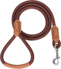 Mile High Life Dog Leash with Genuine Leather Handle, 6 FT/5 FT/4 FT | Leather Grip Rope Leash, Heavy Duty 360° Swivel Metal Clasp, for Small Medium & Large Dogs
