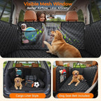 URPOWER Hard Bottom Dog Car Seat Cover, Back Seat Extender for Cars & SUVs | 400 lbs Support, 45% More Space, Waterproof, Mesh Window, Scratch Resistant, Non-Slip, Easy Care, Dog Seat Belt Included