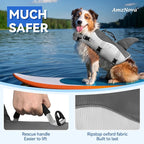 AMZNOVA Dog Swim Vest Shark Dog Life Jacket Life Vest | Lifejacket with Shark Fin & Handle for Boating & Swimming, High Visibility Adjustable for Doggy Cat Puppy, L, Grey