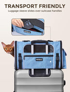 Soft Sided Pet Carrier, Travel Friendly, Small to Medium Cats 15 lbs | Seatbelt Buckles, Luggage Sleeve, Foldable Ventilated, Delta United American Airlines In-Cabin Under Seat Dog Crate Carry Bag