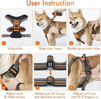 rabbitgoo Dog Harness, No Pull for Large Dogs with 2 Leash Clips, Pet Vest | No Choke with Handle, Adjustable Soft Padded, Reflective, Easy Control for Walking, Orange, X-Large