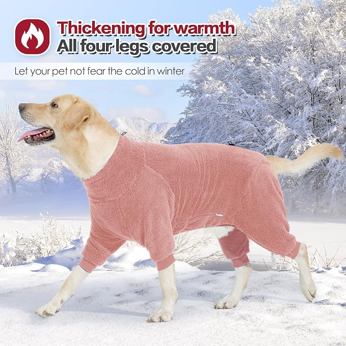 Dog Winter Coat for Small Medium Large Dog for Run Walk Sleep Warm Fleece Pet Sweater & Windproof Pajamas Snow Jacket Medium Pink
