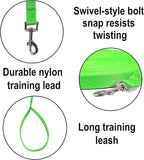 Hi Kiss Dog/Puppy Obedience Recall Training Agility Lead - 15ft 20ft 30ft 50ft 100ft Training Leash - Great for Training, Play, Camping, or Backyard (30 Feet, Green)