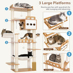 Gitelsnour Modern Cat Tree, 76'' Tall Cat Tower - 3 Big Platform GCT103WB