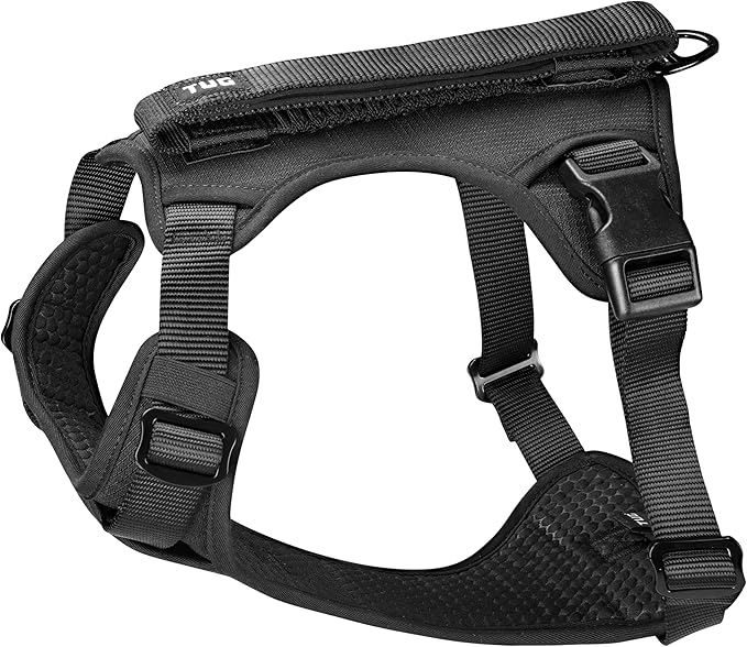 TUG Grab Dog Harness with Built-in Magnetic Traffic Leash (Small/Black) | Padded Magnetic Traffic Handle | Front & Rear Leash Clips | 4-Point Adjustable Fit | Durable Nylon | Aids No-Pull Training