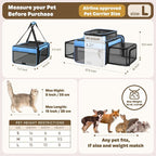 Top and 2 Sides Expandable Cat Carrier 18x13.5x9.5, TSA Airline Approved Dog Carriers for Small Dogs, Soft-Sided Pet Carrier with Self-Locking Zippers for Kitten,Rabbit, Puppy, Guinea Pig Blue