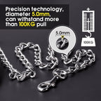 Premium Chain Heavy Duty Dog Leash, 4 ft. x 5.0 mm | Padded Handle for Large & Medium Size Dogs