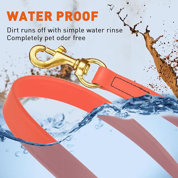 Viper Biothane K9 Working Dog Leash Waterproof Lead for Tracking Training Schutzhund Odor-Proof Long Line with Solid Brass Snap for Puppy Medium and Large Dogs, 33ft Coral