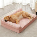 BFPETHOME Orthopedic Washable Dog Bed, Sleeping Couch for Large Senior Dogs | 36x27 Inch Deluxe Plush Rose Velvet Washable Cover, Egg Crate Foam Support, Waterproof Lining, Non-Slip Bottom, Pink