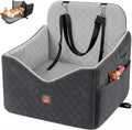 Dog Car Seats for Small/Medium Dogs, Puppy Car Seat with Side Opening, Thick Cushion, Detachable Washable Dog Carseat with Storage Pockets for Dogs Up to 35lbs (Grey)