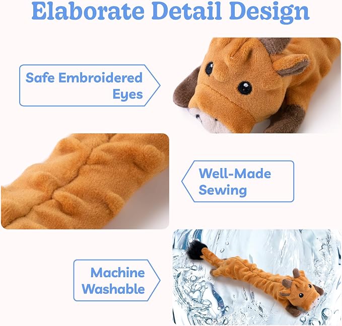 SHARLOVY Dog Squeaky Toys Pack, Bubble Plush Puppy Teething Pet Toys, Crinkle No Stuffing Animals Dog Toy, Doggies Chew for Large Small Medium Breeds