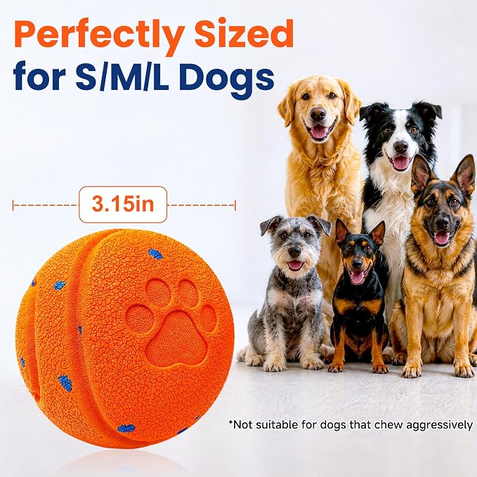 Smart Interactive Dog Toy to Keep Them Busy, Automatic Moving, E-TPU Material, 3 Interactive Modes, IPX7 Waterproof, USB Rechargeable, Active Rolling Ball for Puppy, Medium and Large Dogs