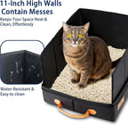 MORAIS Portable Travel Litter Box for Cats, 17.7"×13.5"×11" Collapsible Cat Litter Box with Lid, Leak-Proof Cat Litter Pan for Car Hotel Airplane, Waterproof & Easy to Carry- Black