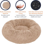 Donut Dog Bed - Premium Comfort for Anxiety Relief - Fluffy & Calming Design with Ultra-Plush Support | Cozy Round Dog Bed with Super Soft Circle Style (Camel, Medium)