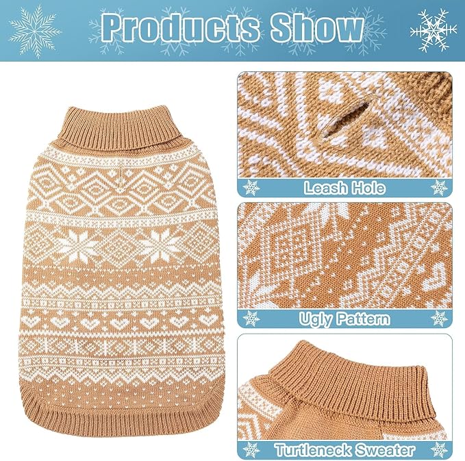 HOMIMP Dog Sweater Argyle - Warm Winter Clothes Puppy Soft Coat, Ugly Dog Sweater for Small Medium and Large Dogs, Pet Clothing Boy Girl, Cream 2XL