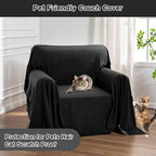 Chair Cover Cat Scratch Proof Recliner Chair Covers, Oversized Armchair Sofa Covers Washable Sofa Slipcover for Single Couch, Soft Small Couch Slipcover for Pets Dogs, 71" x 91", Black