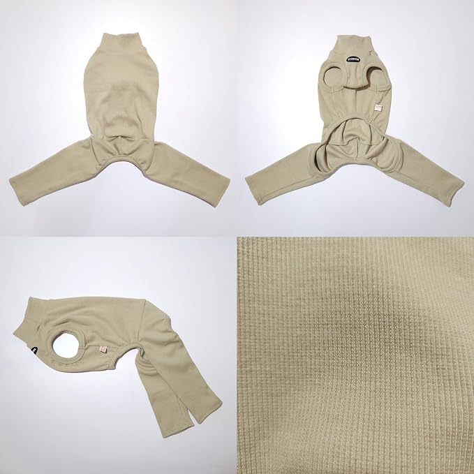D Doggy Star Italian Greyhound Clothes High-Stretch Sleeveless Onesie for Styling (2XL,Coordi Beige)