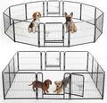 DUMOS Dog Playpen Indoor, Metal 24 Inch 12 Panels Foldable Pet Fence with Door, Outdoor Small Medium Large Dog Puppy Portable Exercise Play Pen for RV Camping, Trips, Play Yard