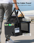 Pecute Top Expandable Airline Approved Pet Carrier for Cats, Olive Green | Top side expandable, breathable scratch-resistant mesh, leakproof pee pad, locking zippers, foldable travel bag under 11lbs.