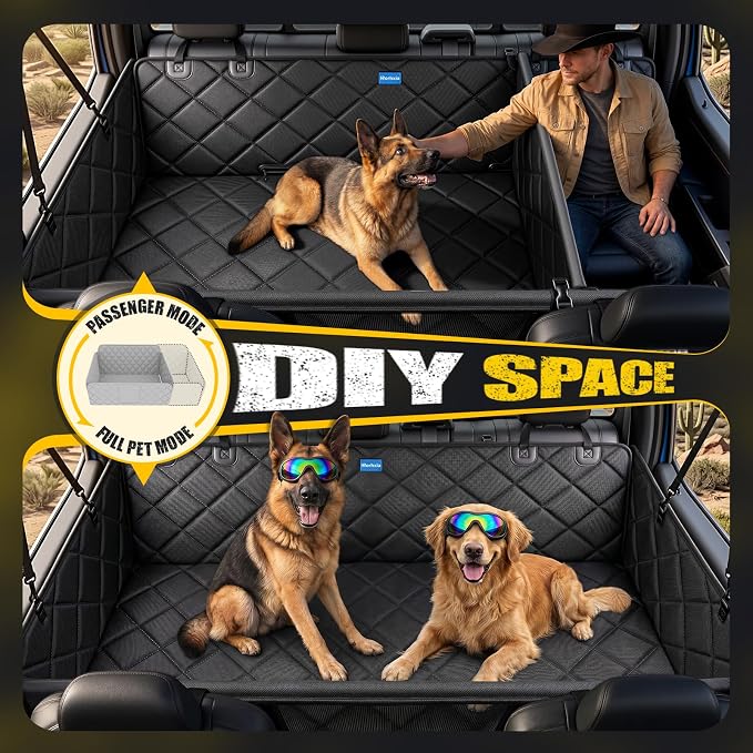 Rorhxia L Dog Mid-Size Truck Seat Cover for Back Seat with 3 Support Rods | 500 lbs Hard Bottom Supports, 45% More Space, 100% Waterproof, 7-Layer Protection, L for Mid-Size Trucks & SUV