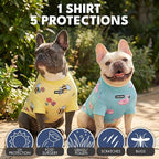 Spark Paws Sunblock Dog T-Shirt, SPF30 Protection, Lightweight Breathable Quick Dry for Dogs with Sensitive Skin - Bees & Flamingo (Set of 2) - Size 4XL