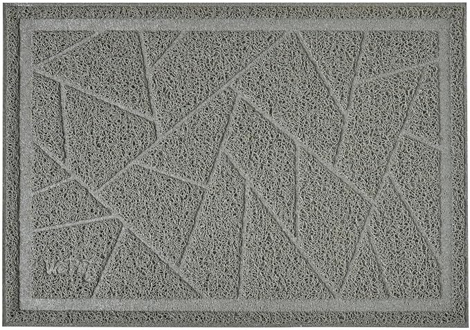 Cat Litter Box Mat, Kitty Premium PVC Pad, Durable Trapping Rug, Phthalate Free, Urine-Resistant, Scatter Control, Mosaic, L 35 x 23 Inch, Cadet Grey