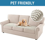 H.VERSAILTEX Plush Chenille Couch Cover for 3 Cushion Couch Anti Slip Washable Sofa Slipcovers Soft and Durable Furniture Protector for Dogs Cats Kids (27.5" x 82", Oatmeal)