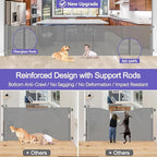 Reinforced 42" Tall Pet Gate x 96" Long Baby Gate, Prevents Crawling Under | Indoor/Outdoor Tall Retractable Gate, Space-Saving, One-Hand Operation Safety Lock, Scratch-Resistant Mesh, Easy Install/Gray