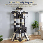 Cat Tree, 81.1" Tall Heavy Duty Cat Tower for Large Cats VCT032G | Cat Furniture with 3 Wide Platforms, Diamond-Shaped Condo 2 Sisal Scratchers, Hammock & Stable Base, Smoky Gray