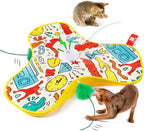 Potaroma Interactive Cat Feather Toys, Hide and Seek Moving Feather Wand | Rechargeable Touch Activated Indoor Kitten Exercise Kicker, Mouse Squeaky, Graffiti Cover