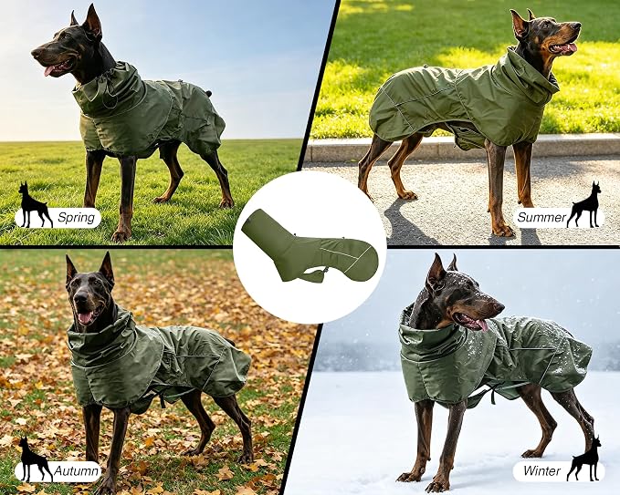 Skmeditec Dog Raincoat with Hood, Waterproof Puppy Rain Coat, Windproof Breathable Jacket with Mesh Lining, Outdoor Hiking Shell Coat for Extra Large Sized Dogs (Green, 3XL)