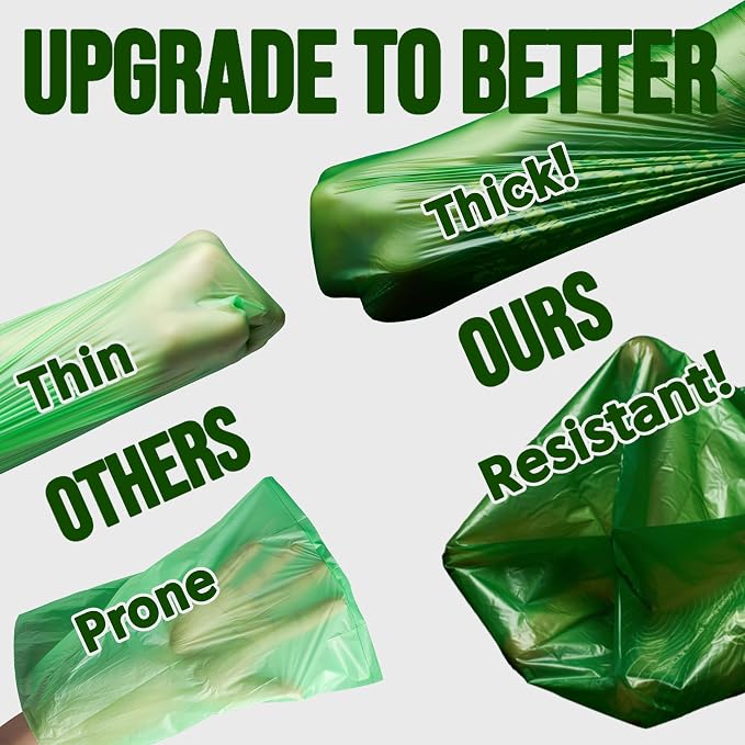 Ultra Thick & Deep RockRhino Dog Poop Bags for Large & XL Dogs | 4-Layer Interlocked Bottom, Certified Compostable | Vanilla Scent, 150 Bags, Easy Open Tie Handles | Fits Holder, Not Scooper