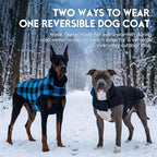 ASENKU Reversible Dog Winter Coat, Dog Jacket for Small Medium Large Dogs | Windproof Plaid Fleece Lining for Cold Weather, Water-resistant Outer Shell, Puppy Puffer Vest with Leash Hole, Blue 3XL