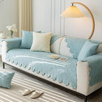 Cotton Quilted Dog Couch Cover for Sofa Farmhouse Rustic Embroidery Sectional Couch Cover Soft Anti-Slip Sofa Slipcover Furniture Protector for Kids, Pets (Blue,43"x94")