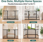 InnoTruth 29.6-50.1 in Extra Wide Baby Gate for Stairs and Doorways, Black | Indoor Metal Dog Gate for Pets, Auto Close 2 Way Swing Walk Through Door, Double Lock & Y-Bolts, Pressure or Hardware Mount