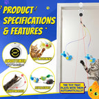 Interactive Cat Toys with Automatic Feather Flying Bird for Bored Adult Cat | Catpick toy Doorway Hanging Feather Toys for Indoor Cat & Kitten, Electric Smart Wand Toys for Exercise &Enrichment, Green