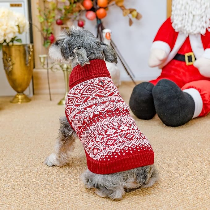 HOMIMP Dog Sweater Argyle - Warm Winter Clothes Puppy Soft Coat, Ugly Dog Sweater for Small Medium and Large Dogs, Pet Clothing Boy Girl, Red 2XL