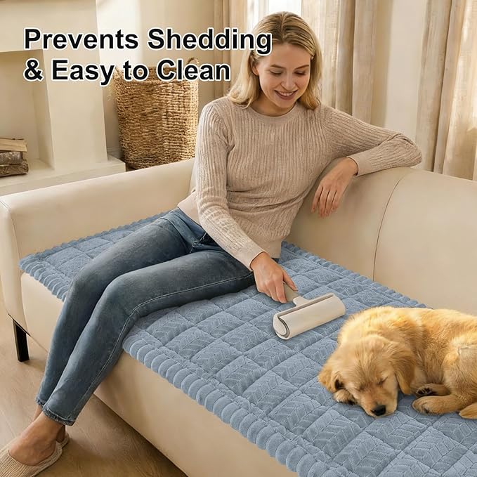 Smiry Couch Cover for Dogs, Non Slip Fuzzy Pet Sofa Covers Washable | Sofa Slipcovers for 3 Cushion Couch, Soft Thick Furniture Protector for Cats Dogs, Against Fur, Dirt, Scratch (27.6"x88")