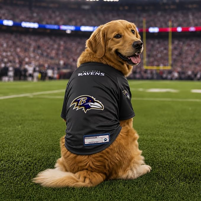 Littlearth NFL Baltimore Ravens Stretch Pet Jersey, Team Color, Small