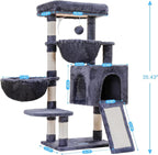 Hey-brother Cat Tree Tower with Large Bed, Hammocks, Scratcher, MPJ006SG | 35.4 Inches Cat House with Cozy Condo, Sisal Scratching Posts for Indoor Cats, Smoky Gray