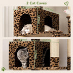 Globlazer Heavy Duty Cat Tree, 81 inch Extra Large Cat Tree for Indoor Cats Large Adult, Sturdy Cat Tower with 8 Scratching Post, 2 Cat Condos, 2 Platform, S81C, Leopard Print