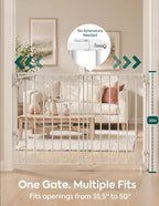 Babelio Removable & No Bottom Bar Baby Gate, 35.5-55" Hardware Mounted (Drill Needed)| Wide Walk-Thru| Auto-Close Safety Dog/Pet Gate for Stairs & Doorways (White, 35.5-55" W, 30" H) | Hardware Mounted (Drill Needed)| Wide Walk-Thru| Auto-Close Safety ...