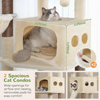 Globlazer S74G 74in Tall Cat Tree for Indoor Cats Large Adult, Light Grey | Sturdy Heavy Duty Cat Tree Tower for Multiple Cats with 7 Scratching Posts, 2 Spacious Condos, 2 Hanging Baskets