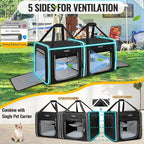 Petskd Portable Double Cat Carrier with Litter Box for Multiple Cats | 36"Lx17"Wx17"H, 2in1 Car Travel Carriers, Dual Large Cat Carrier, Lockable Safety Zippers, for Long Distance Travel