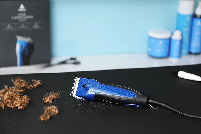 Andis 68520 Excel Professional 5-Speed Detachable Blade Clipper Kit, Blue | Includes world-class CeramicEdge blade that stays cool & sharp, dog grooming clippers, 14ft cord